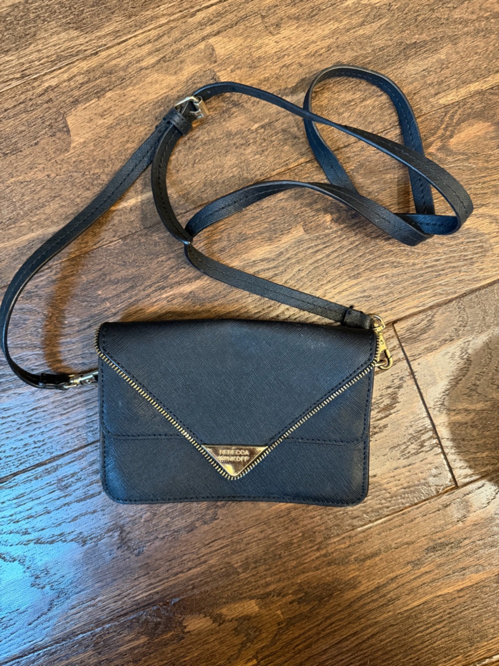 Rebecca Minkoff- Black Crossbody Wallet with Gold Hardware